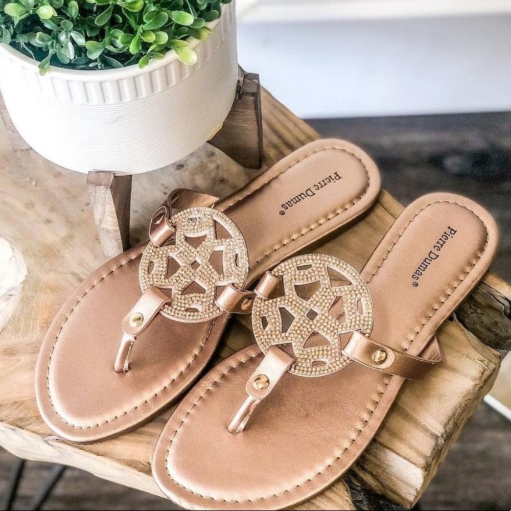 Pierre Dumas Rose Gold Sandals